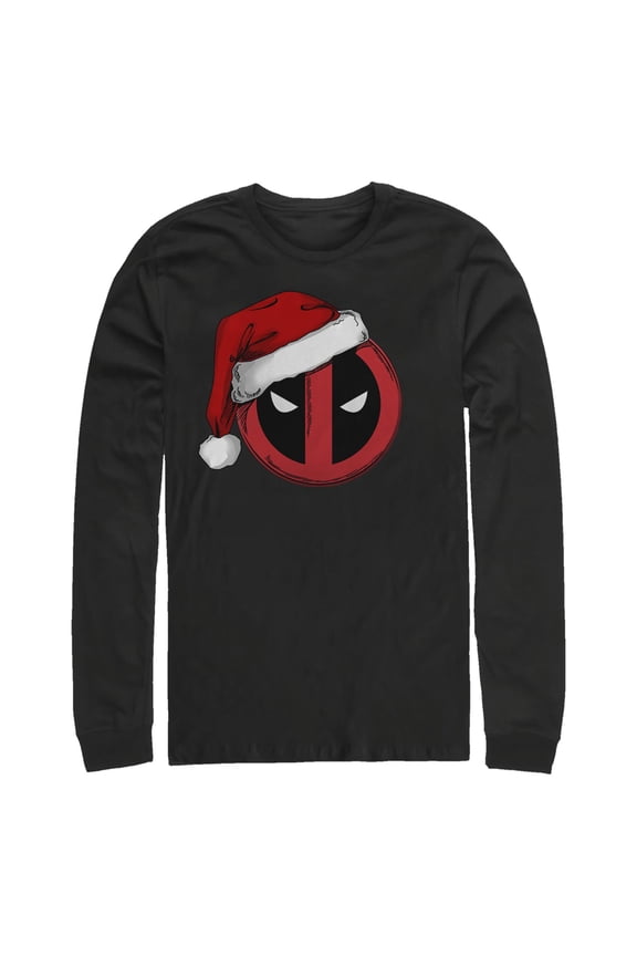 Men's Marvel: Deadpool Christmas Santa Hat Long Sleeve Shirt