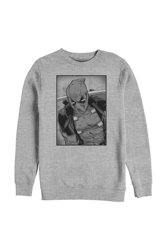Men's Marvel Deadpool Classic Grey GrayscalePose Sweatshirt Athletic Heather Large