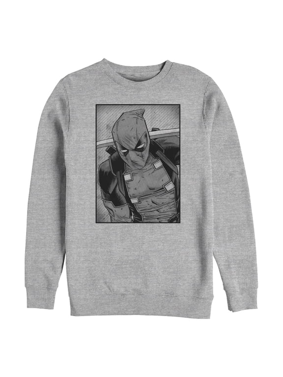 Men's Marvel Deadpool Classic Grey GrayscalePose Sweatshirt Athletic Heather Small