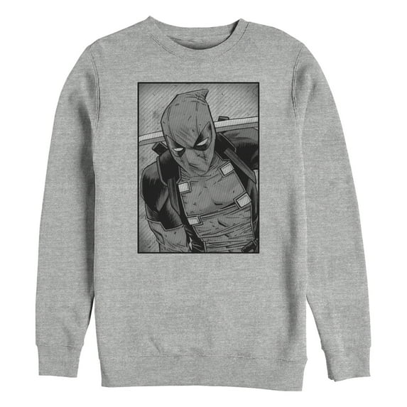 Men's Marvel Deadpool Classic Grey GrayscalePose Sweatshirt Athletic Heather X Large