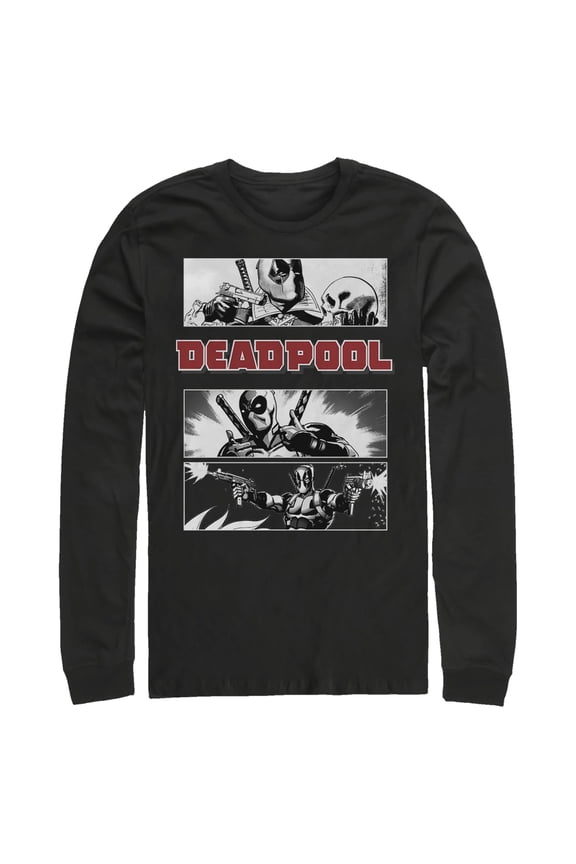 Men's Marvel Deadpool Comic Panels Long Sleeve Shirt