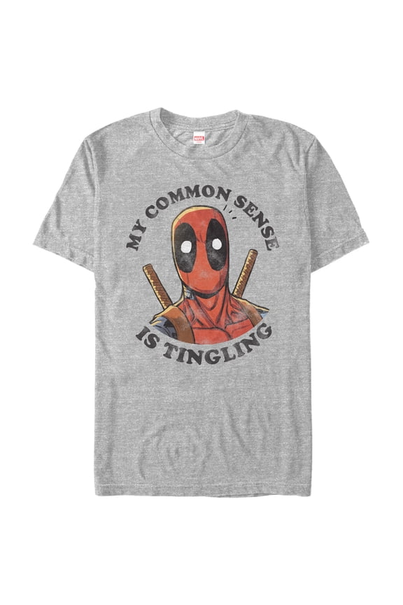 Men's Marvel Deadpool Common Sense Graphic Tee Athletic Heather Medium