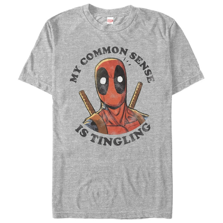 Men's Marvel Deadpool Common Sense Graphic Tee Athletic Heather Medium