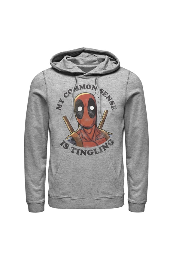 Men's Marvel Deadpool Common Sense Pull Over Hoodie Athletic Heather Small
