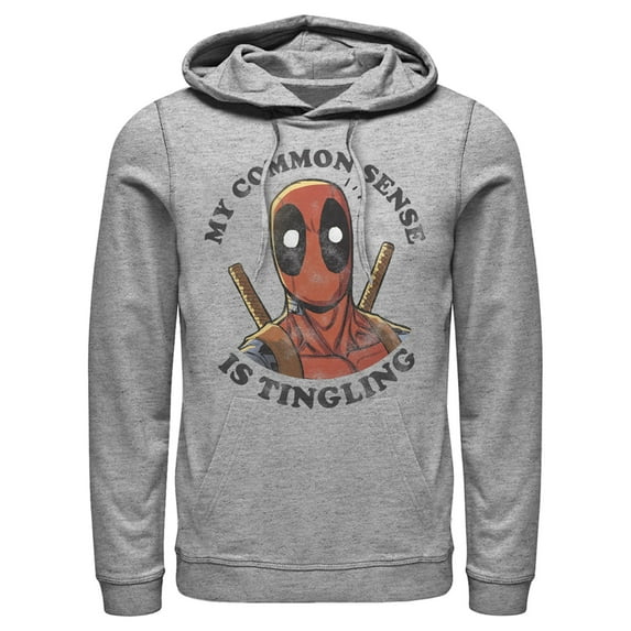Men's Marvel Deadpool Common Sense Pull Over Hoodie Athletic Heather X Large