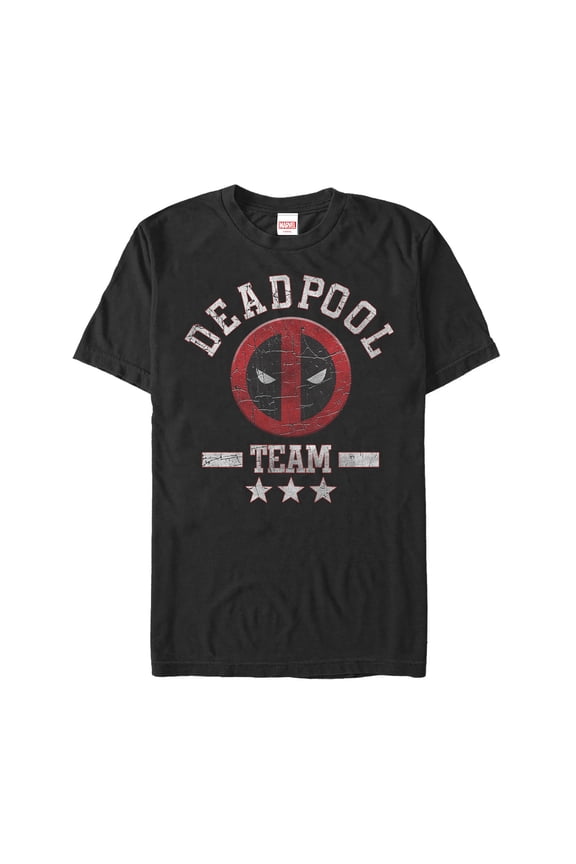 Men's Marvel Deadpool Cracked Logo Team Graphic Tee Black 3X Large
