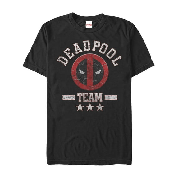 Men's Marvel Deadpool Cracked Logo Team Graphic Tee Black Small