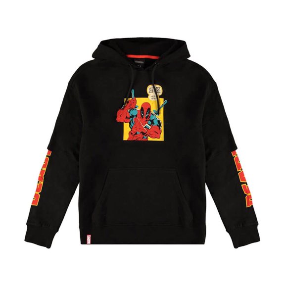 Deadpool Hoodie Crazy Bad Things Logo new Official Mens Black Pullover