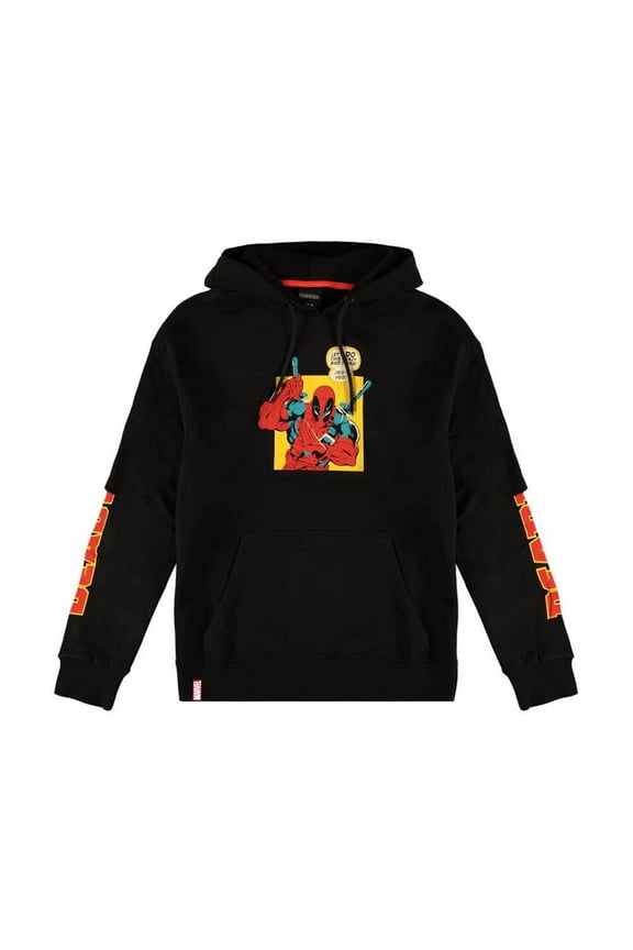Deadpool Hoodie Crazy Bad Things Logo new Official Mens Black Pullover