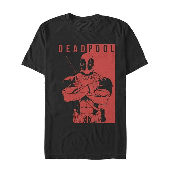 Men's Marvel Deadpool Crossed Arms Graphic Tee Black Small