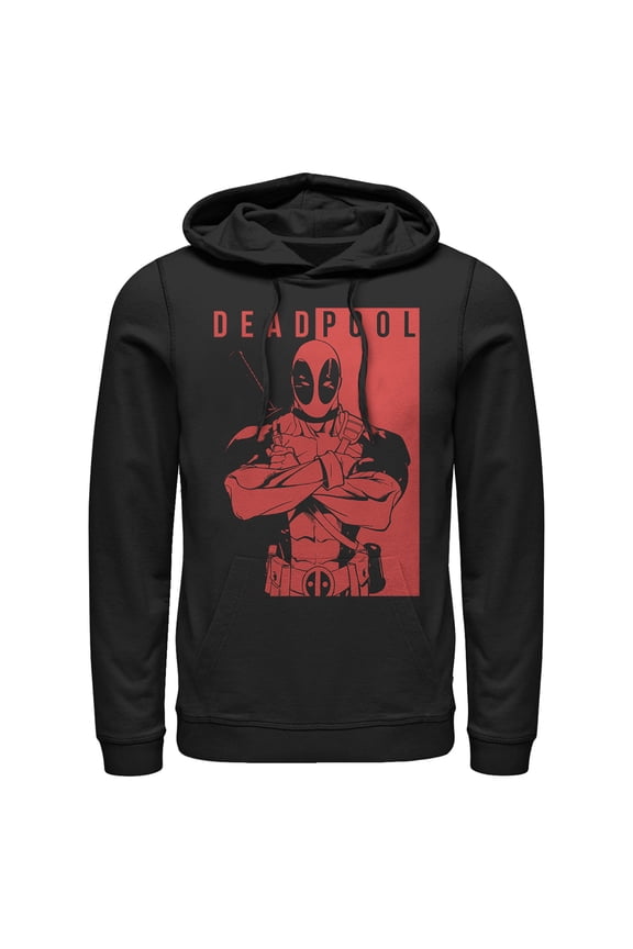 Men's Marvel Deadpool Crossed Arms Pull Over Hoodie Black 3X Large