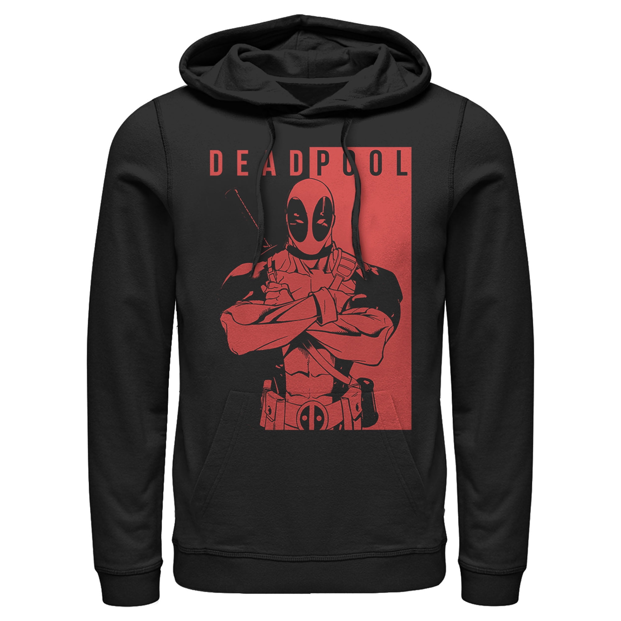 Men s Marvel Deadpool Crossed Arms Pull Over Hoodie Black Small