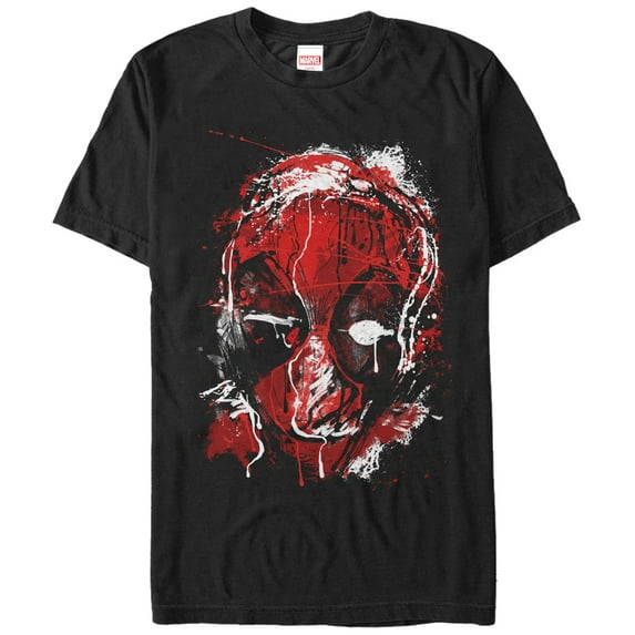 Men's Marvel Deadpool Drip Art Graphic Tee Black 2X Large