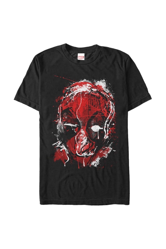 Men's Marvel Deadpool Drip Art Graphic Tee Black Large
