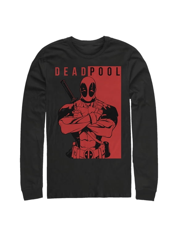 Men's Marvel Deadpool Duotone Art Long Sleeve Shirt