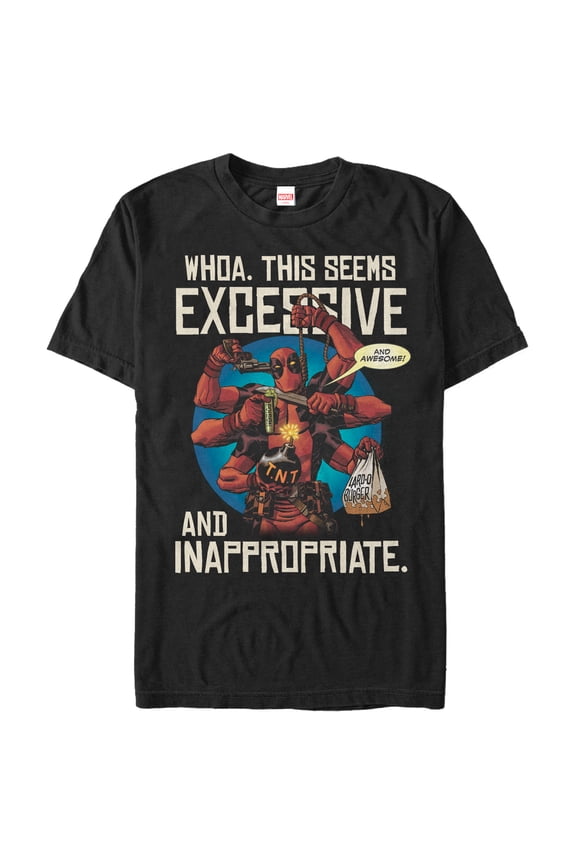 Men's Marvel Deadpool Excessive Behavior Graphic Tee Black Large