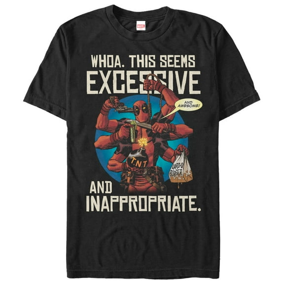 Men's Marvel Deadpool Excessive Behavior Graphic Tee Black Medium
