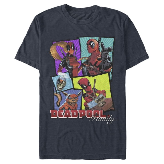 Men's Marvel Deadpool Family Graphic Tee Navy Blue Heather 3X Large