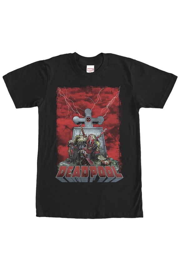 Men's Marvel Deadpool Grave Graphic Tee Black 2X Large