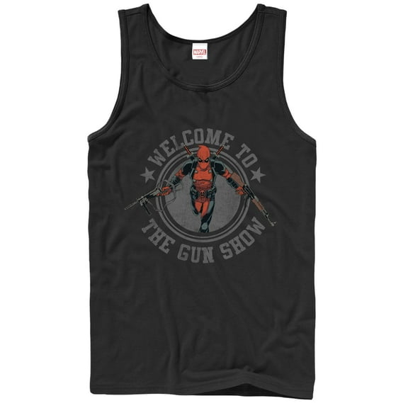 Men's Marvel Deadpool Gun Show  Tank Top Black Small