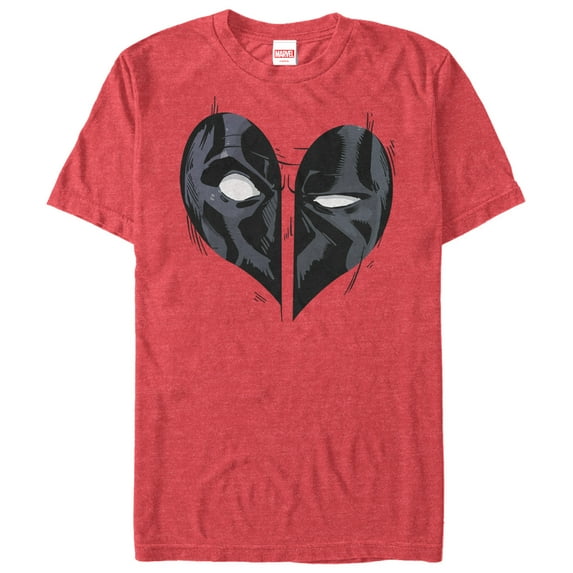 Men's Marvel Deadpool Heart Mask Graphic Tee Red Heather 2X Large