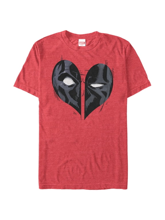 Men's Marvel Deadpool Heart Mask Graphic Tee Red Heather 2X Large