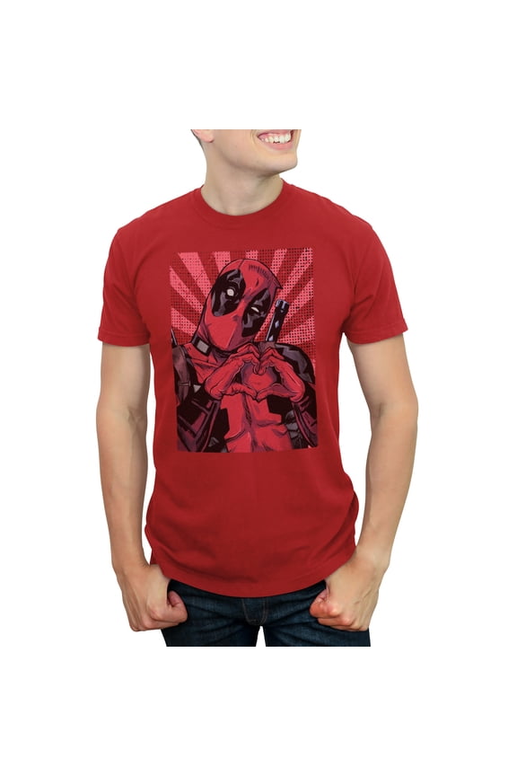 Men's Marvel Deadpool Heart You Graphic Tee Red Large