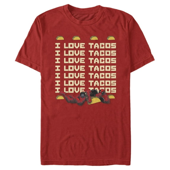 Men's Marvel Deadpool I Love Tacos Graphic Tee Red Small