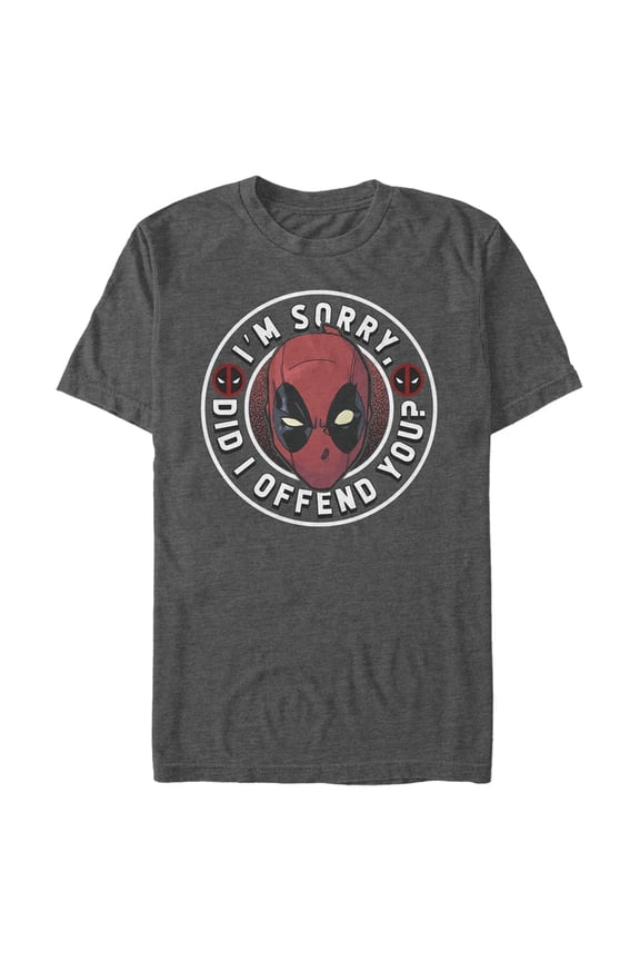 Men's Marvel Deadpool I'm Sorry Did I Offend You? Graphic Tee Charcoal Heather Large