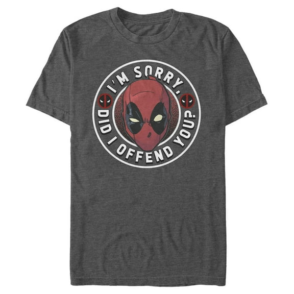 Men's Marvel Deadpool I'm Sorry Did I Offend You? Graphic Tee Charcoal Heather Small