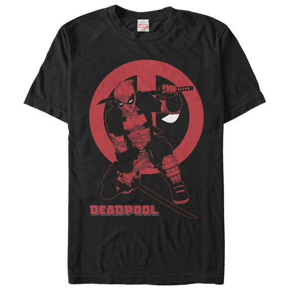 Men's Marvel Deadpool Katana Sword Pose Graphic Tee Black 2X Large