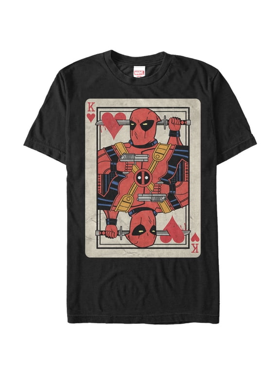 Men's Marvel Deadpool King of Hearts Graphic Tee Black 2X Large