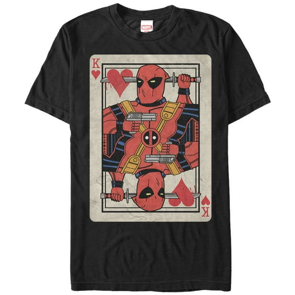 Men's Marvel Deadpool King of Hearts  Graphic Tee Black Medium