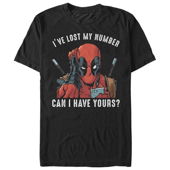 Men's Marvel Deadpool Lost My Number Graphic Tee Black 2X Large