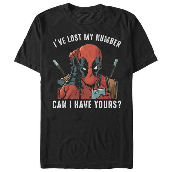 Men's Marvel Deadpool Lost My Number Graphic Tee Black Large