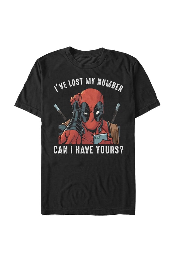 Men's Marvel Deadpool Lost My Number Graphic Tee Black Large