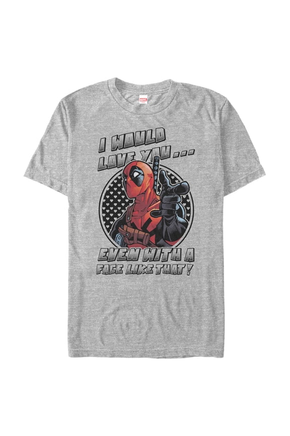 Men's Marvel Deadpool Love You With a Face Like That Graphic Tee Athletic Heather 2X Large
