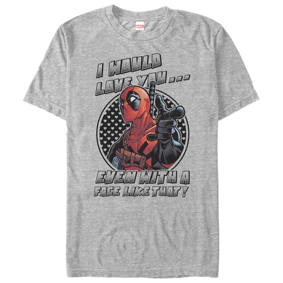 Men's Marvel Deadpool Love You With a Face Like That Graphic Tee Athletic Heather 5X Large