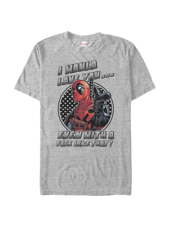Men's Marvel Deadpool Love You With a Face Like That Graphic Tee Athletic Heather 5X Large