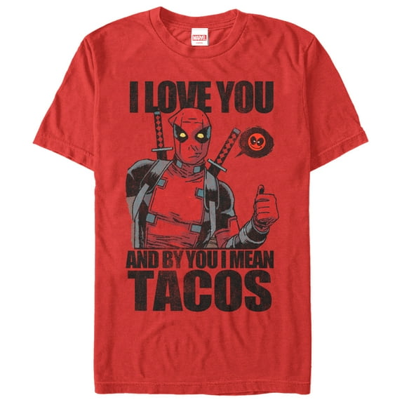 Men's Marvel Deadpool Love You and Tacos Graphic Tee Red Small