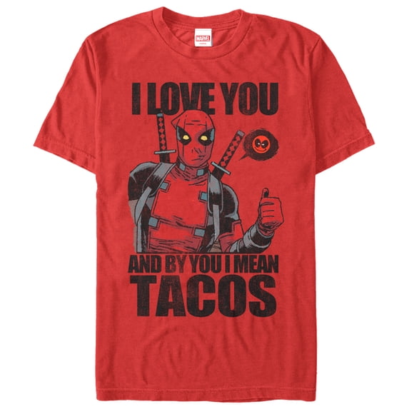 Men's Marvel Deadpool Love You and Tacos Graphic Tee Red X Large