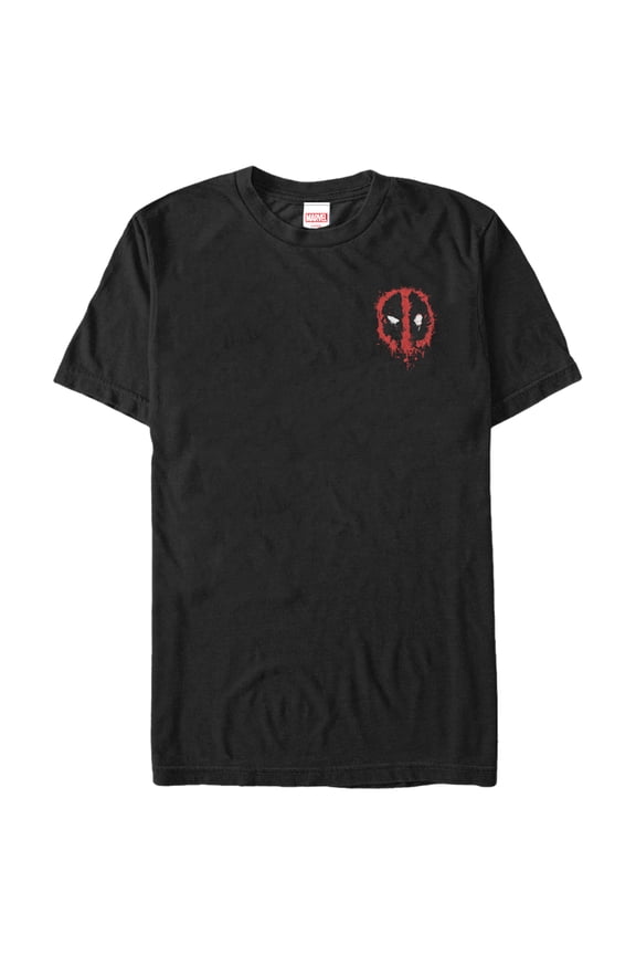 Men's Marvel Deadpool Mini Splatter Icon  Graphic Tee Black 2X Large