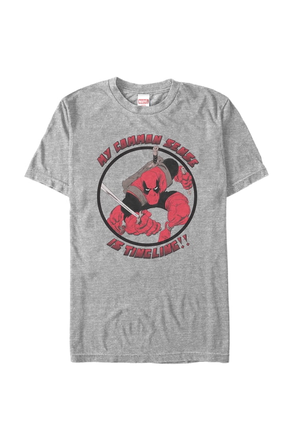 Men's Marvel Deadpool My Common Sense is Tingling Graphic Tee Athletic Heather X Large