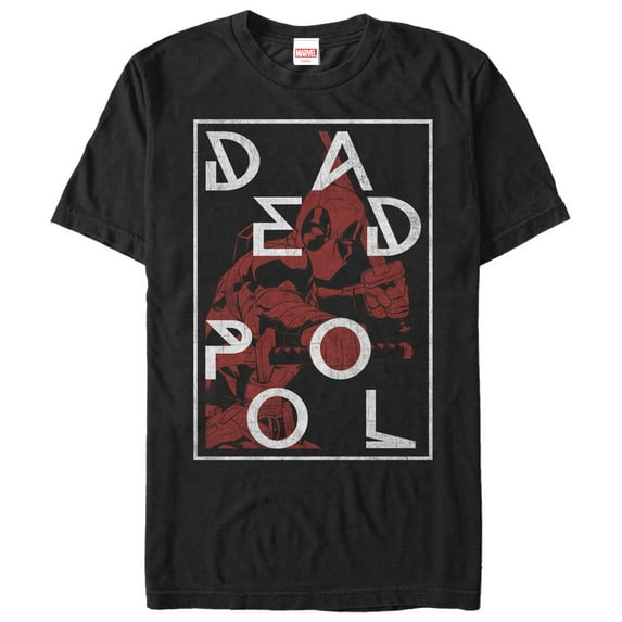 Men's Marvel Deadpool Name Frame Graphic Tee Black 3X Large