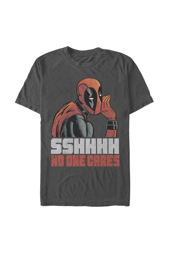Men's Marvel Deadpool No One Cares  Graphic Tee Charcoal 2X Large