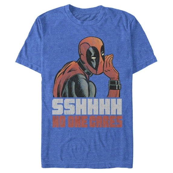 Men's Marvel Deadpool No One Cares Graphic Tee Royal Blue Heather 3X Large