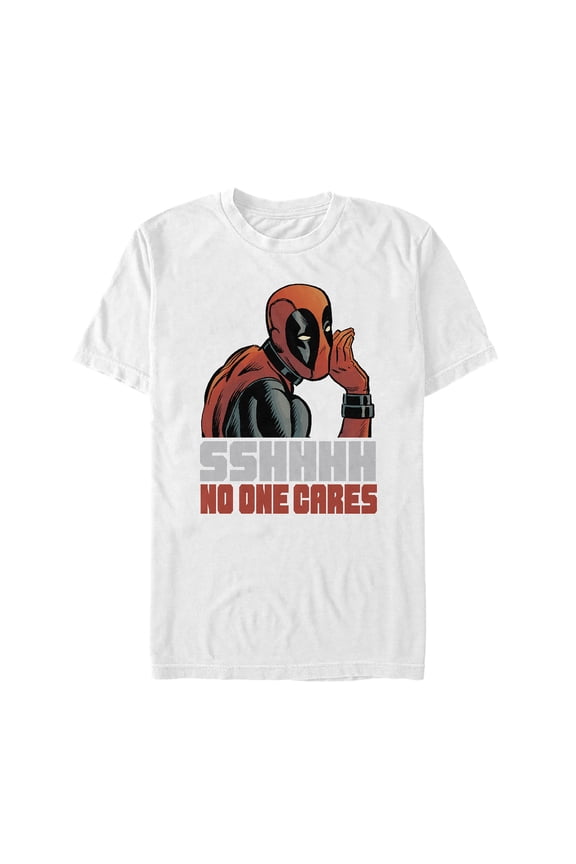 Men's Marvel Deadpool No One Cares Graphic Tee White X Large