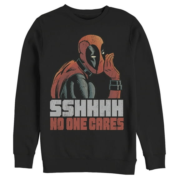 Men's Marvel Deadpool No One Cares Sweatshirt Black 2X Large