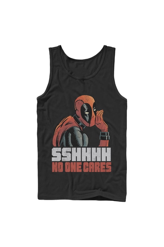 Men's Marvel Deadpool No One Cares Tank Top Black 2X Large