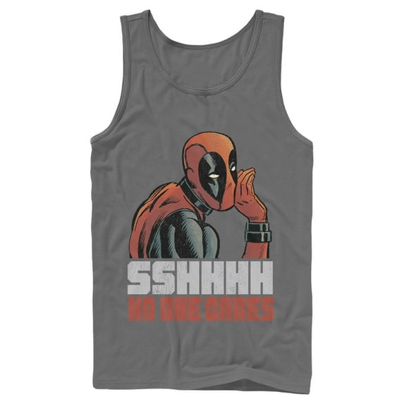 Men's Marvel Deadpool No One Cares Tank Top Charcoal X Large